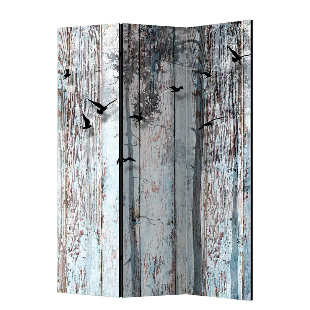 Paravent Rustic Boards Fleece Blau | Blau