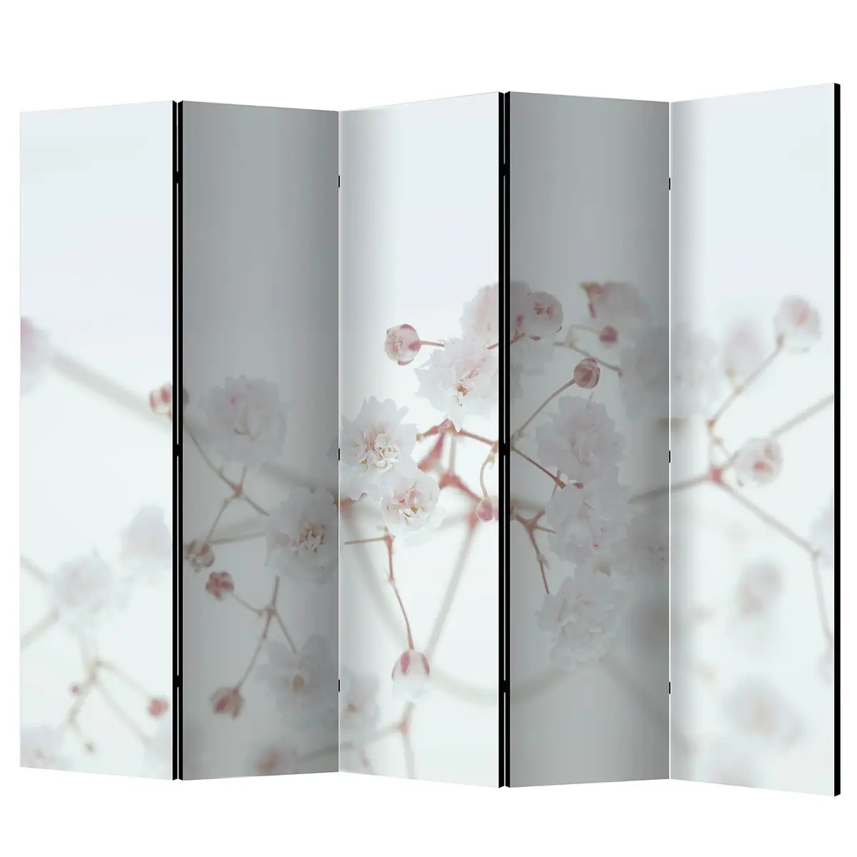 Paravent White Flowers Fleece | Weiß
