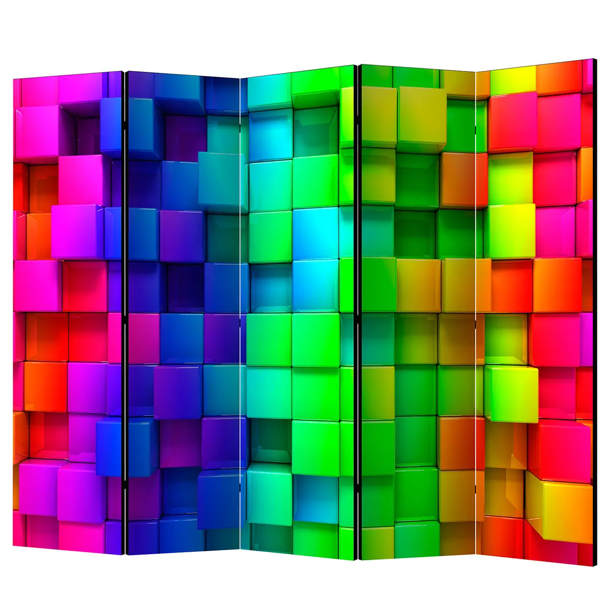 Paravent Colourful Cubes Fleece Multicolor | Mehrfarbig