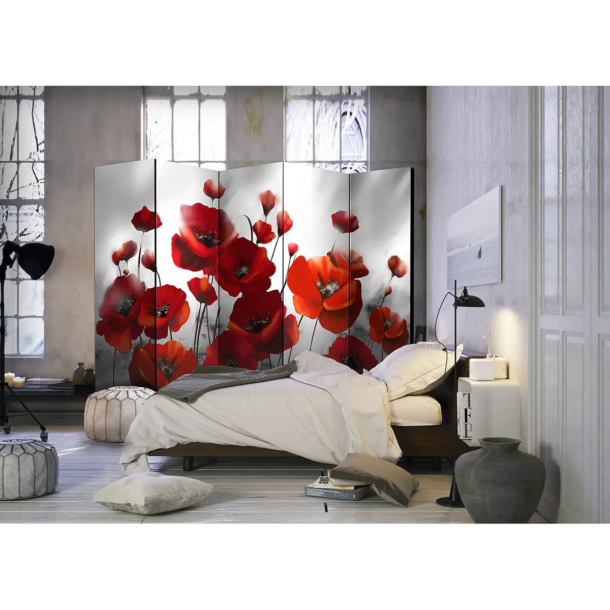 Paravent Poppies in the Moonlight | Rot