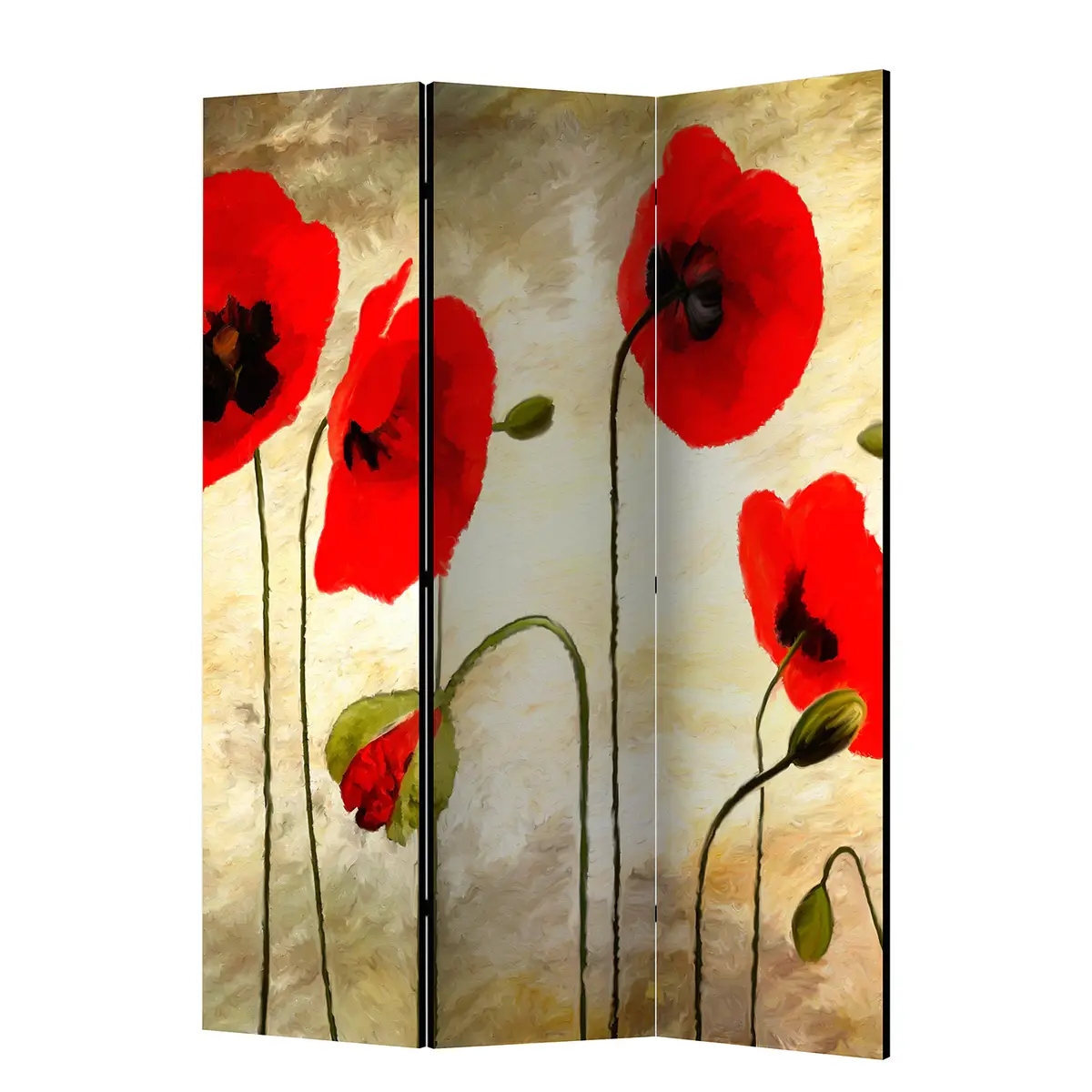 Paravent Golden Field of Poppies | Rot