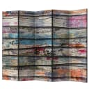 Paravent Colourful Wood Fleece Multicolor | Mehrfarbig