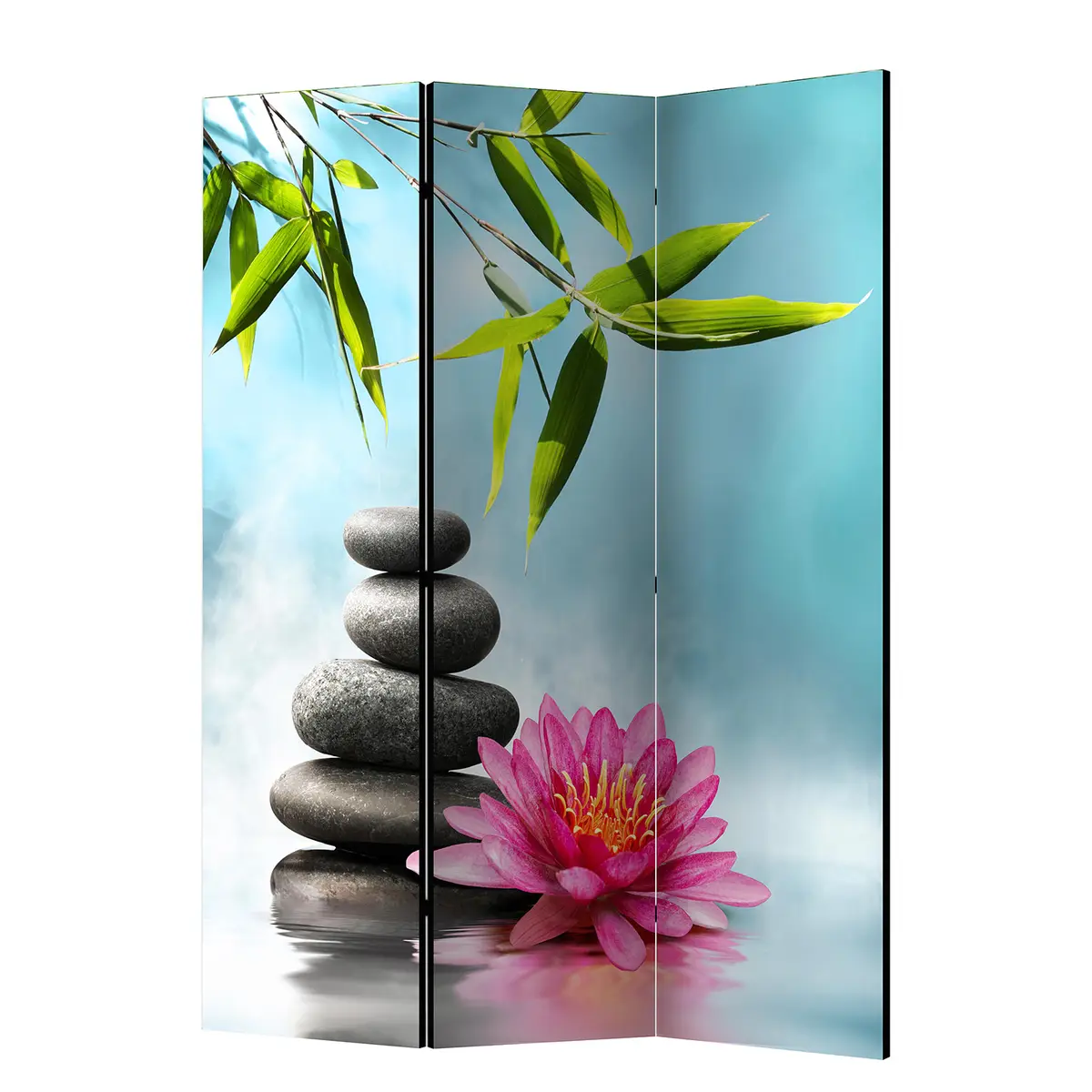 Paravent Water Lily and Zen Stones Fleece Blau | Blau