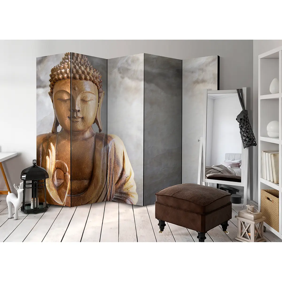 Paravent Buddha Fleece Braun | Braun
