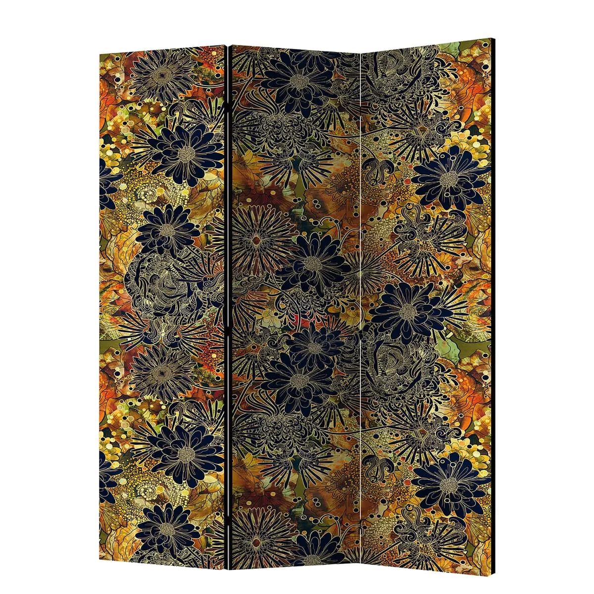 Paravent Floral Madness | Schwarz