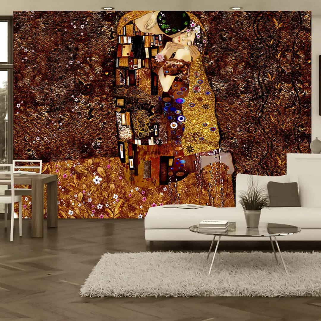 Vlies Fototapete Klimt Image of Love | Braun