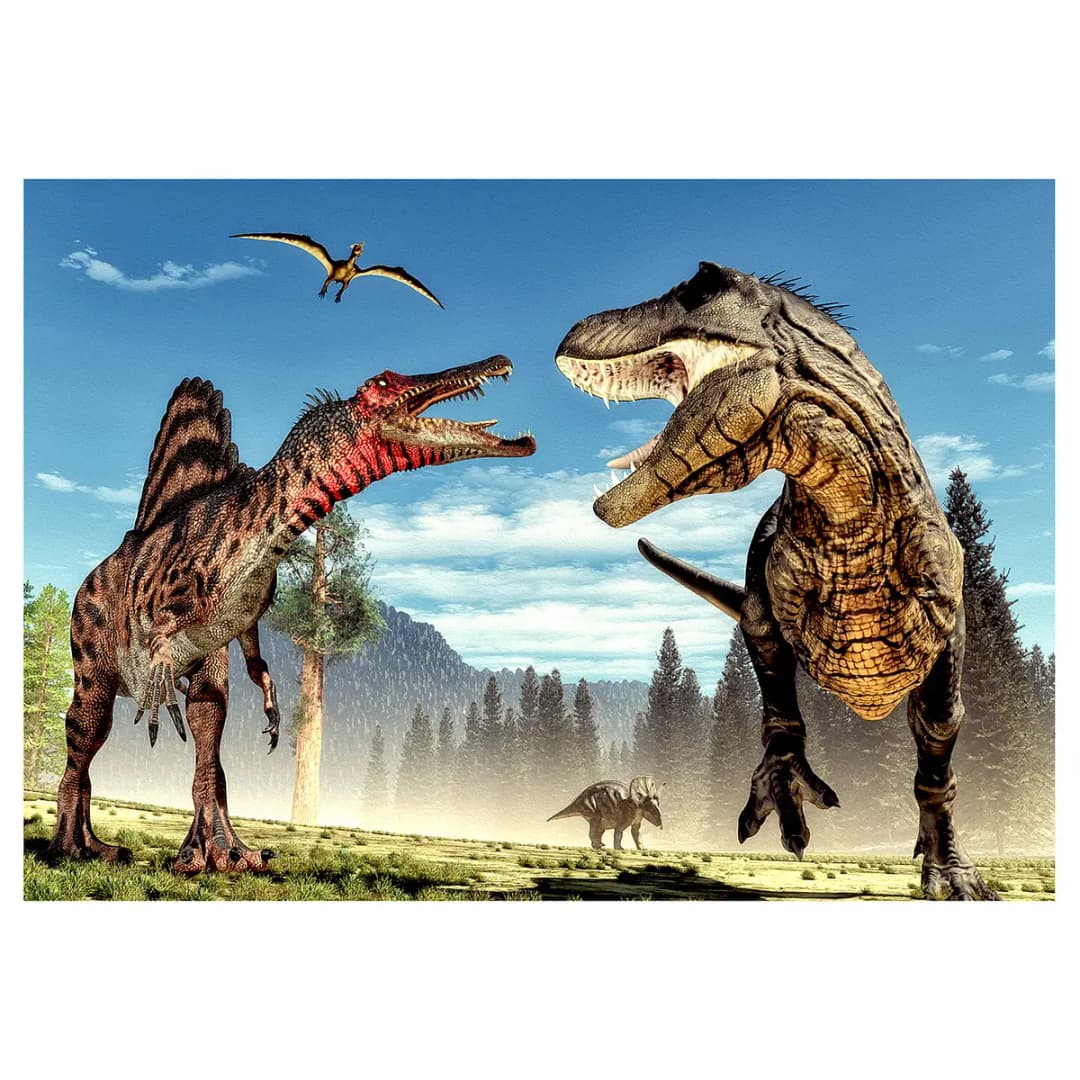 Vlies Fototapete Fighting Dinosaurs | Mehrfarbig