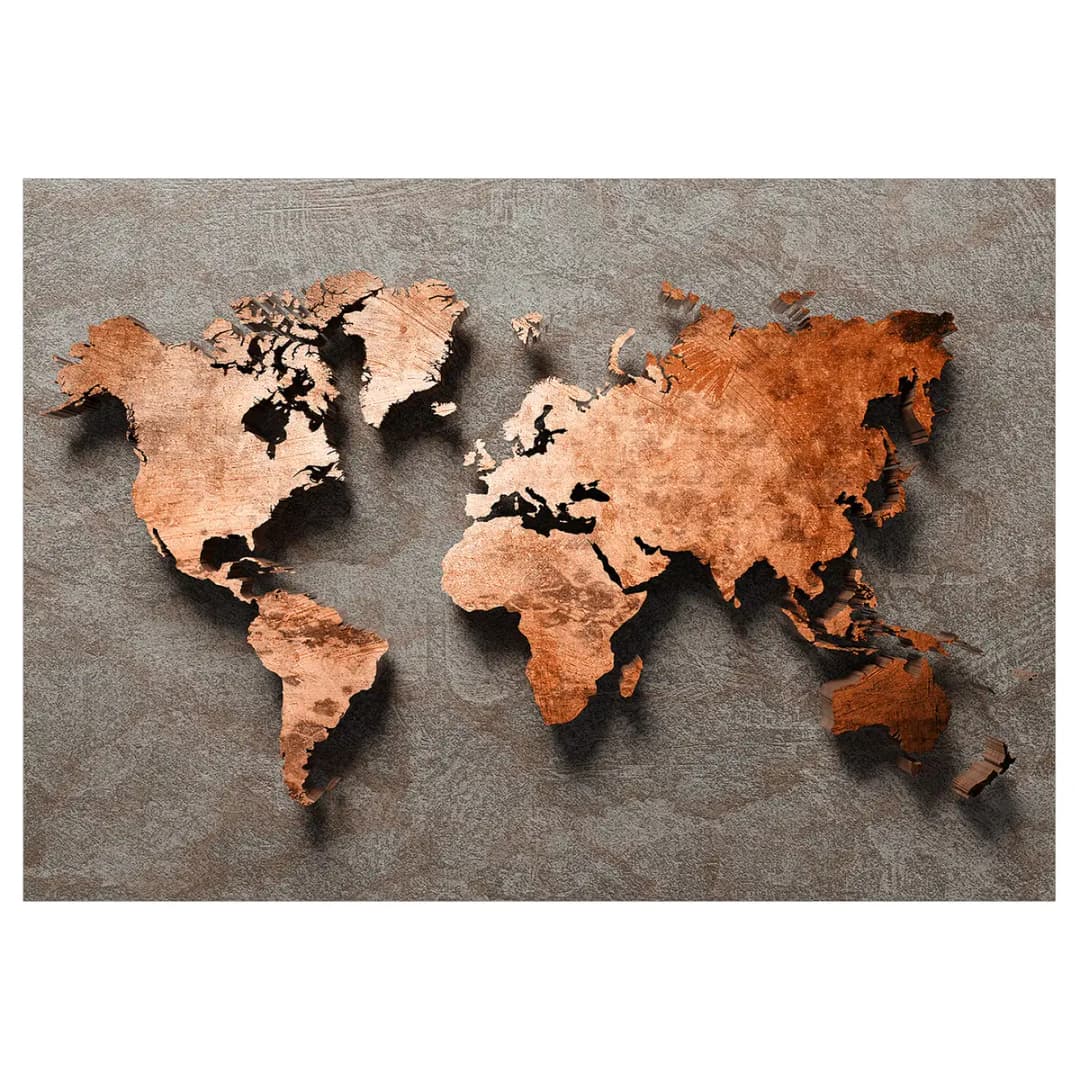 Vlies Fototapete Copper Map | Grau