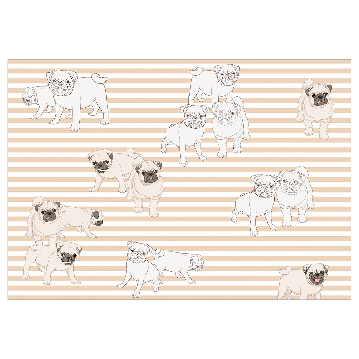 Vlies Fototapete Playful Dogs | Braun