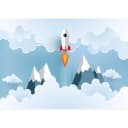 Vlies Fototapete Rocket in the Clouds | Blau