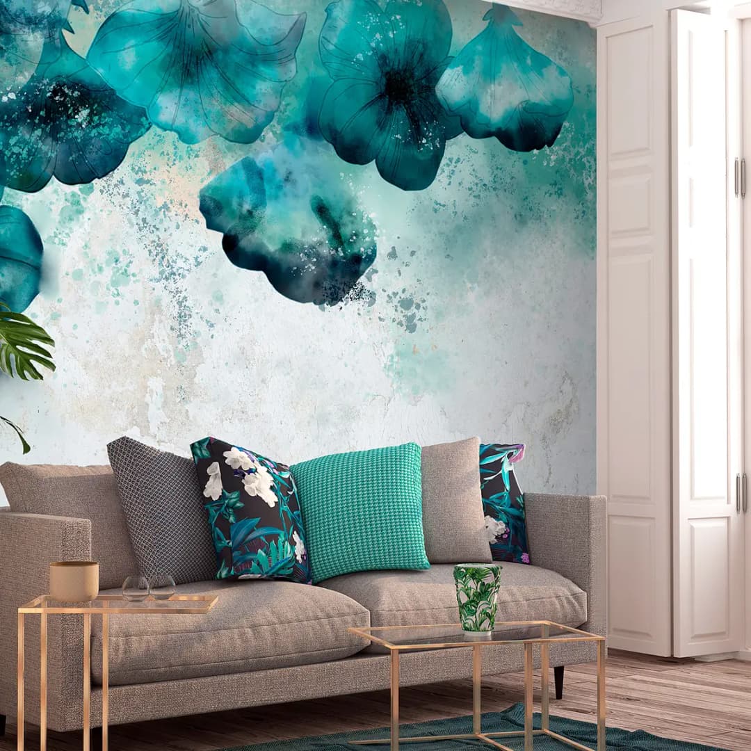 Vlies Fototapete Blue Poppies | Blau