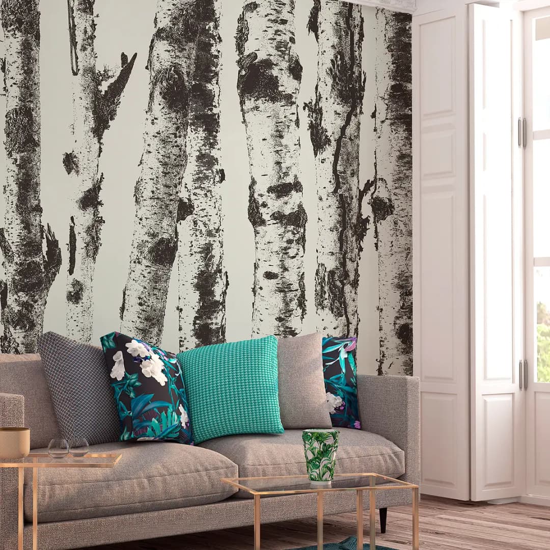 Vlies Fototapete Stately Birches | Grau