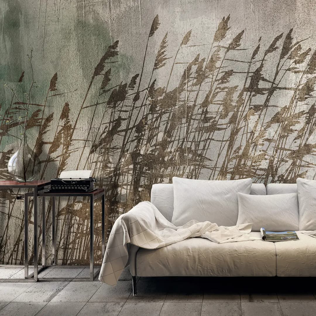 Vlies Fototapete Water Grasses | Grau
