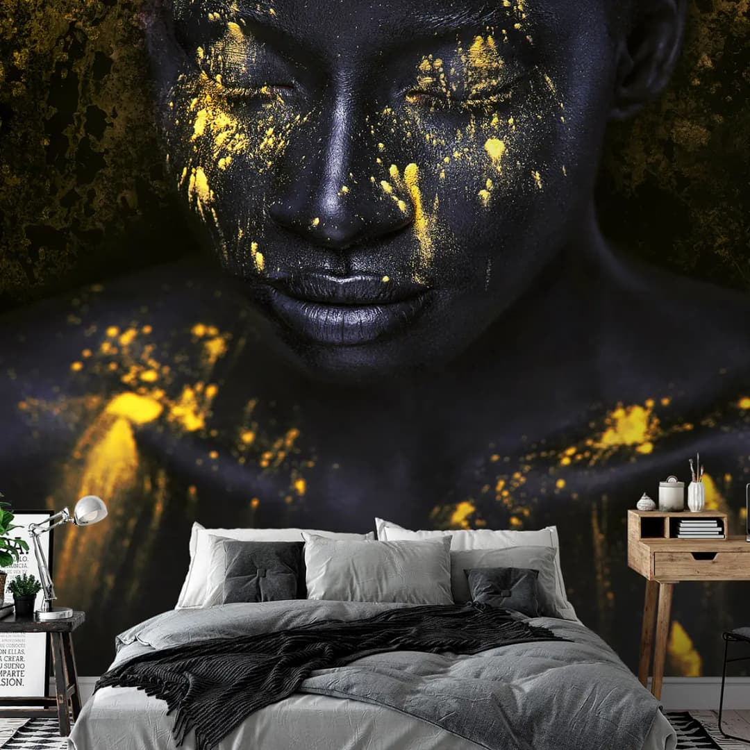 Vlies Fototapete Bathed in Gold | Schwarz
