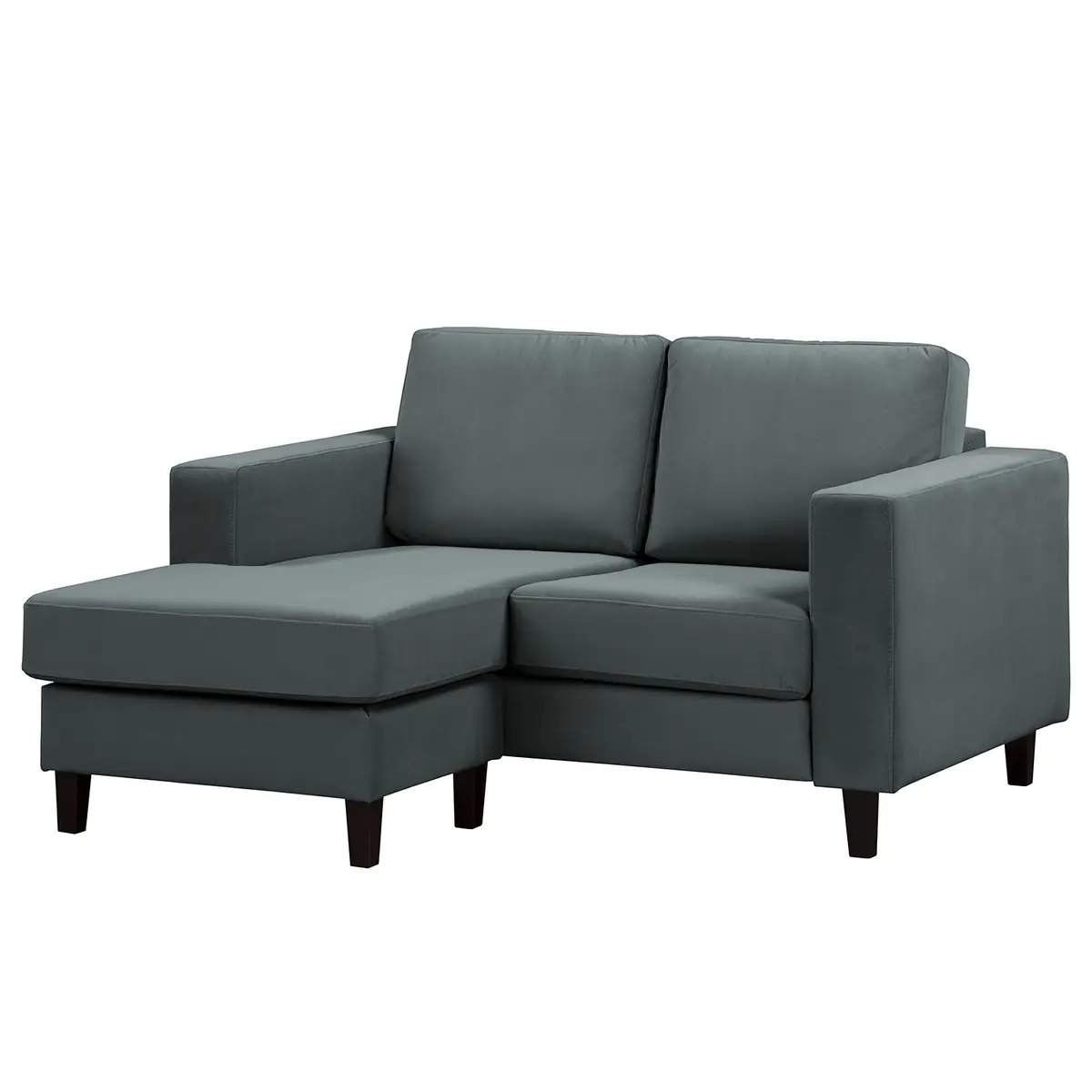 Ecksofa 1-Sitzer mit Longchair Grau Samt Vaia | Grau