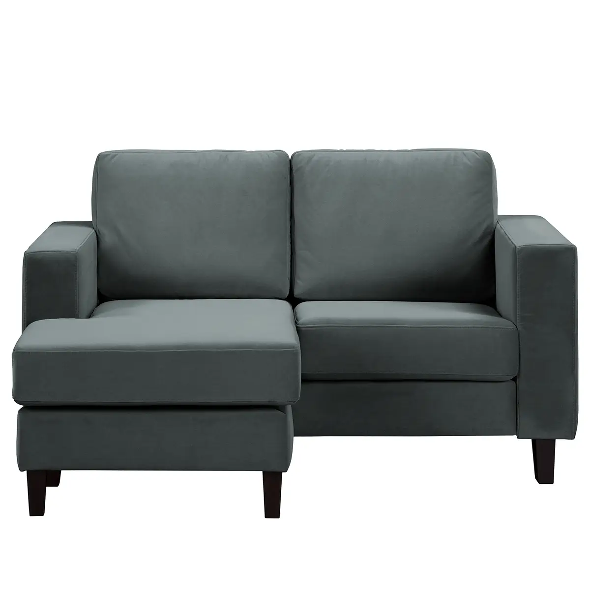 Ecksofa 1-Sitzer mit Longchair Grau Samt Vaia | Grau