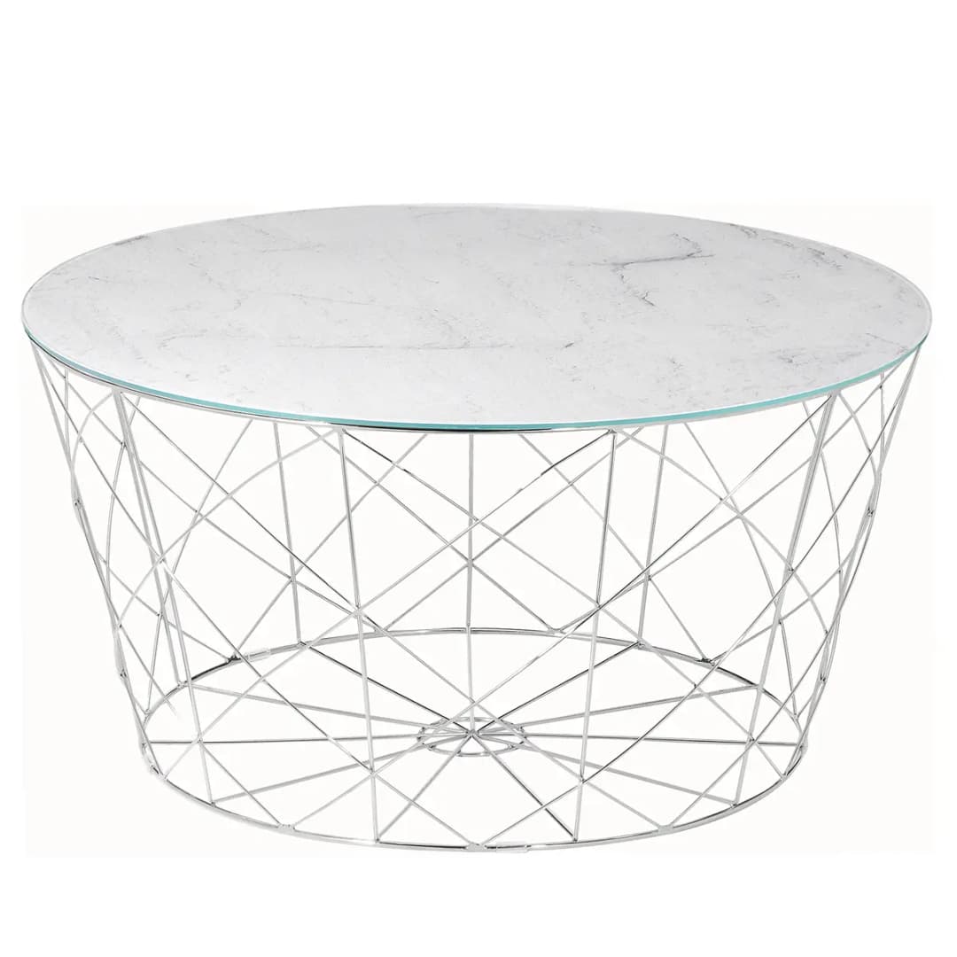 Couchtisch Ubud Ø 80cm Weiß/Weiß/Silber | Weiß