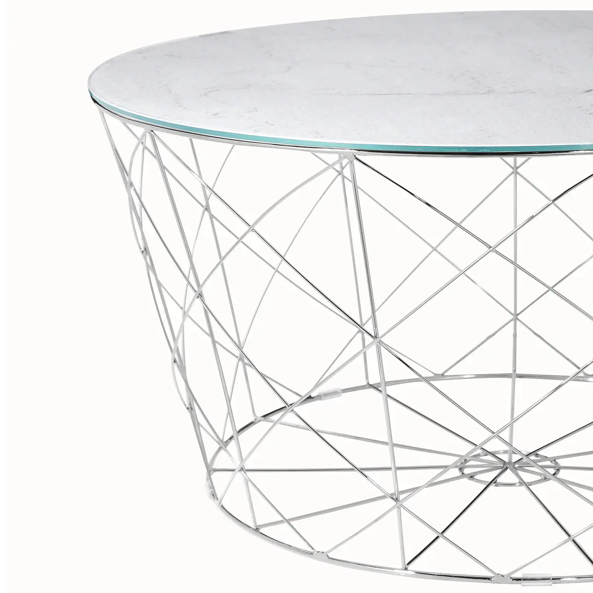 Couchtisch Ubud Ø 80cm Weiß/Weiß/Silber | Weiß