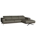 Ecksofa Grau Echtleder Nadra | Grau