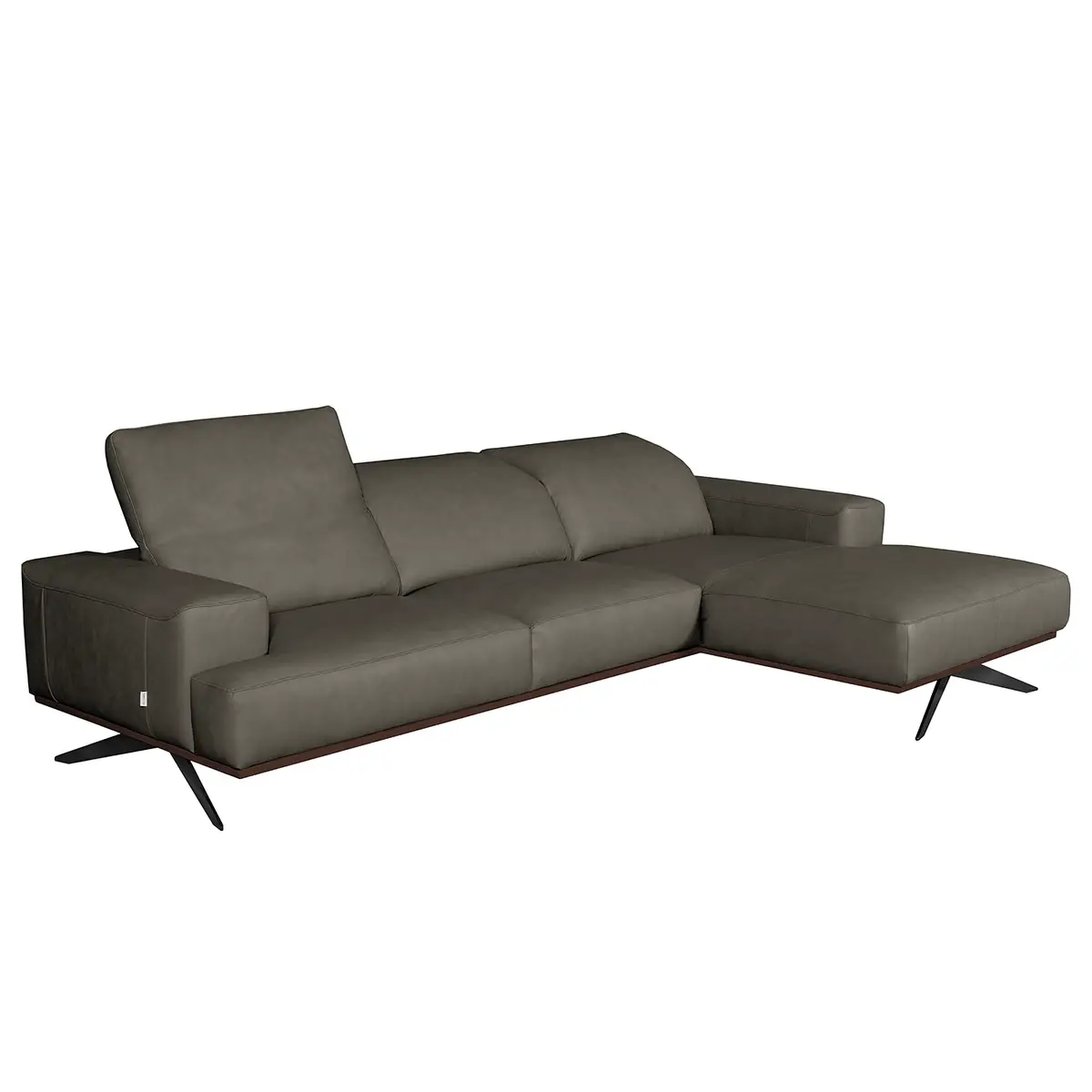Ecksofa Grau Echtleder Nadra | Grau