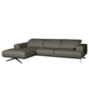 Ecksofa Grau Echtleder Nadra | Grau