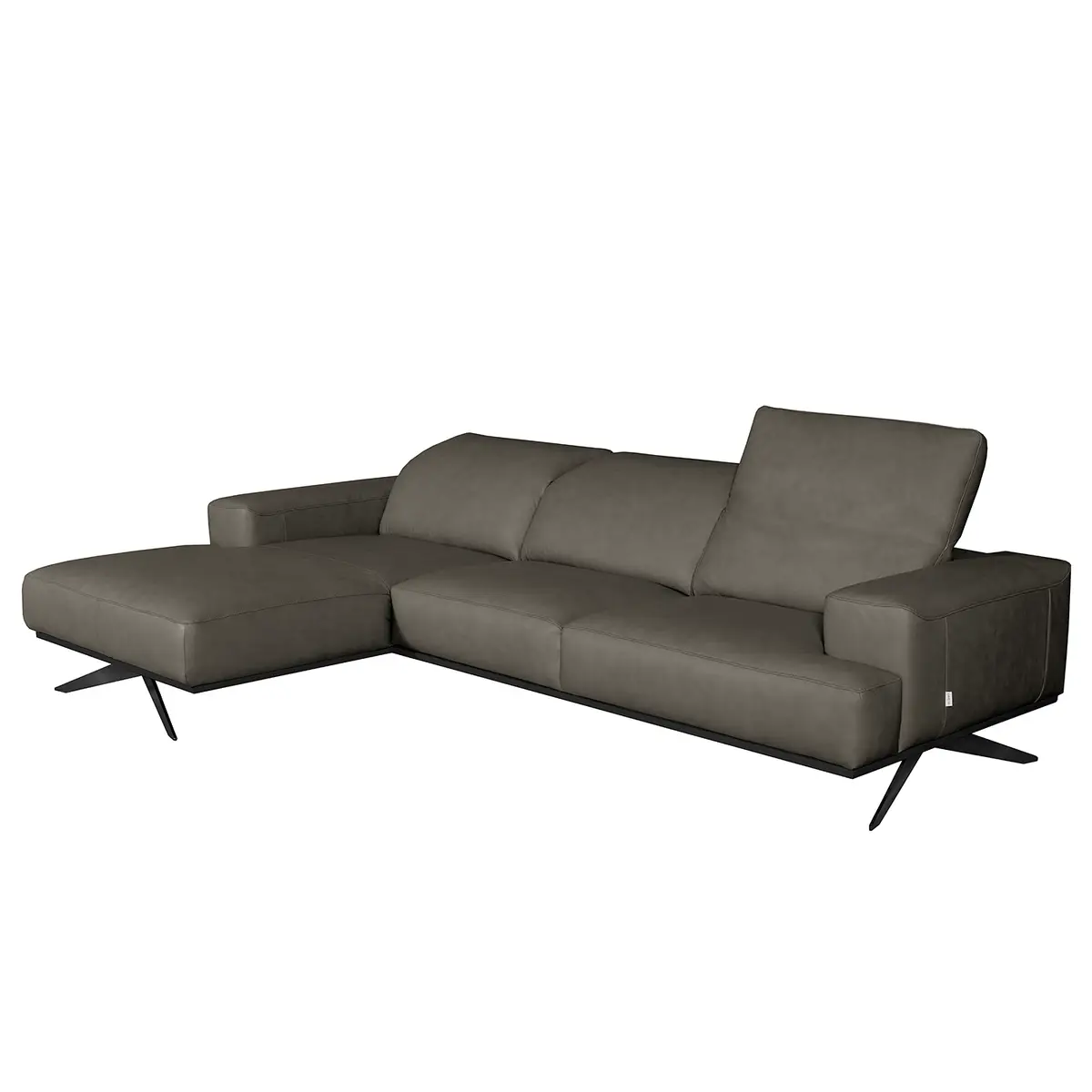 Ecksofa Grau Echtleder Nadra | Grau