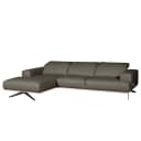 Ecksofa Grau Echtleder Nadra | Grau