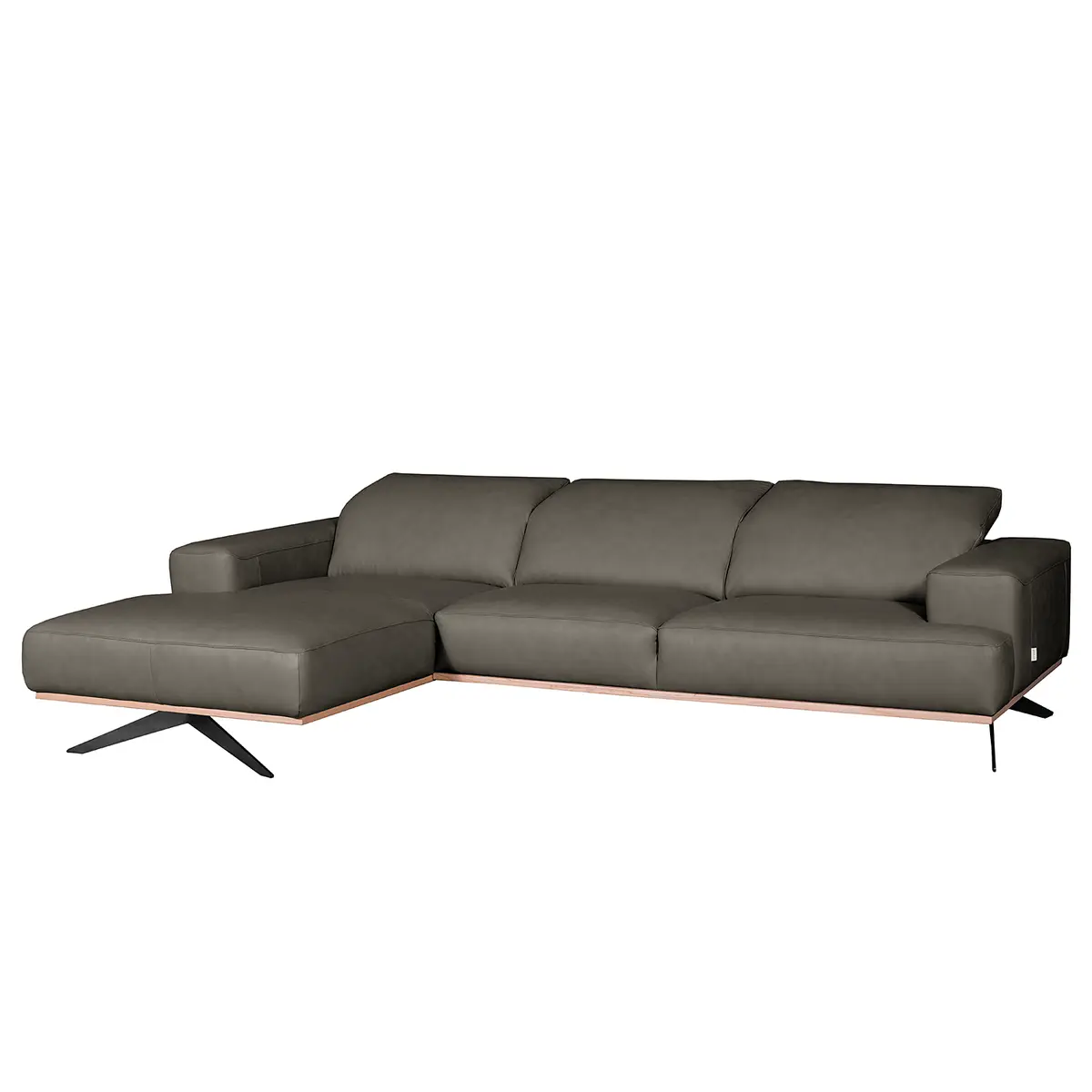 Ecksofa Grau Echtleder Nadra | Grau