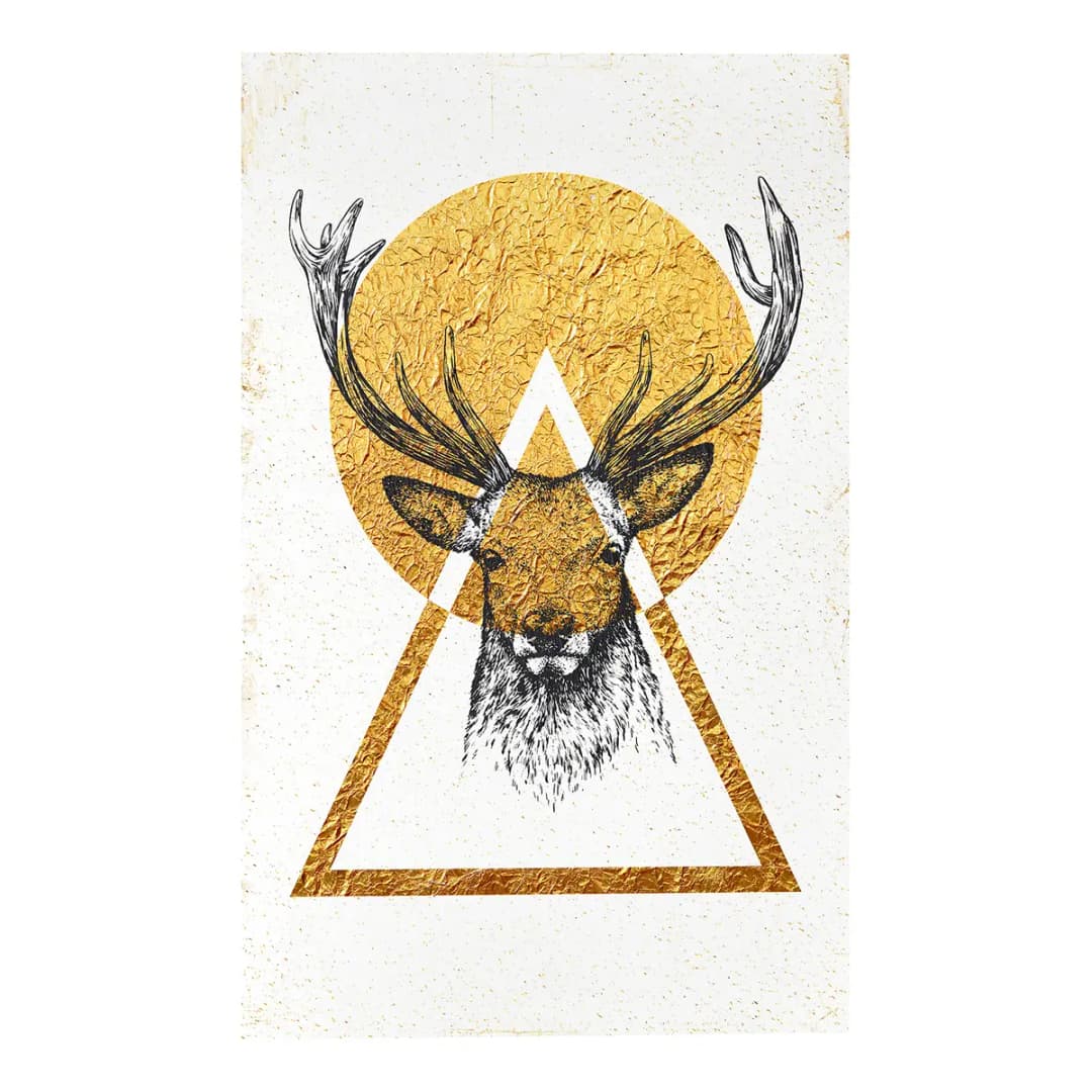 Wandbild Mein Haus Goldener Hirsch | Gold