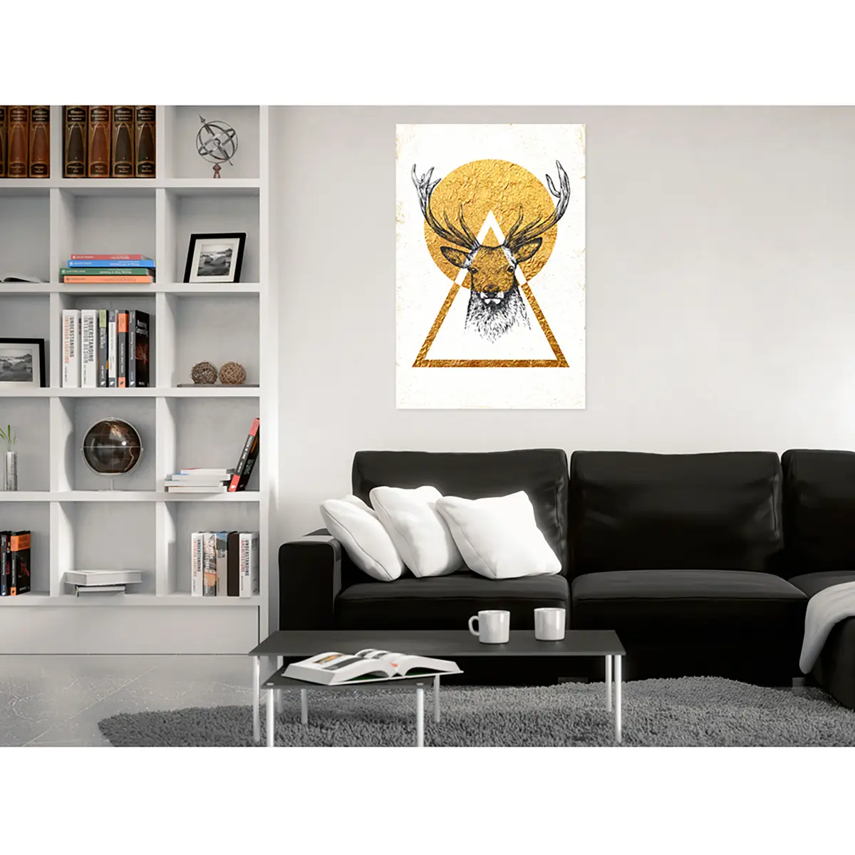 Wandbild Mein Haus Goldener Hirsch | Gold
