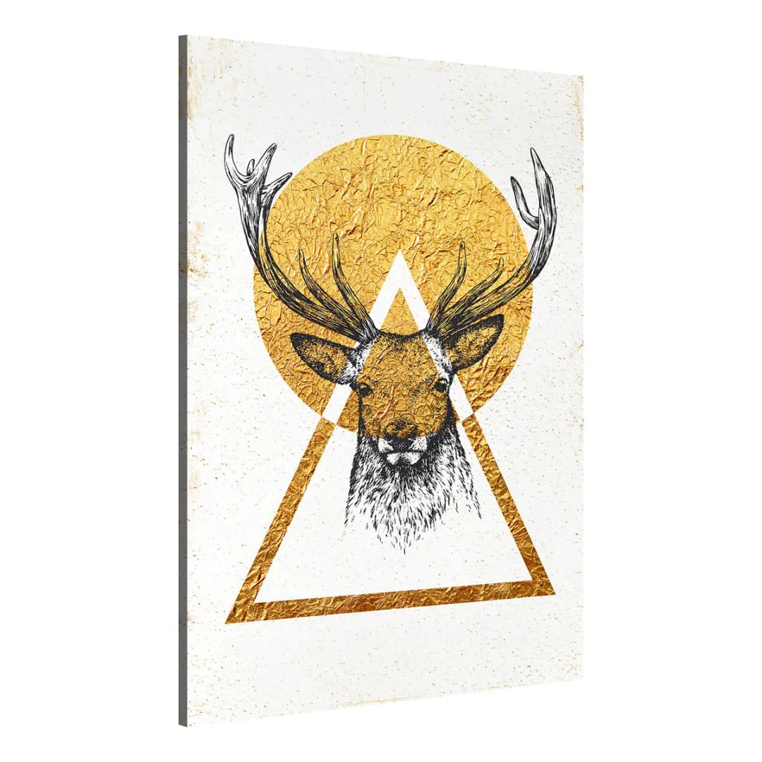 Wandbild Mein Haus Goldener Hirsch | Gold