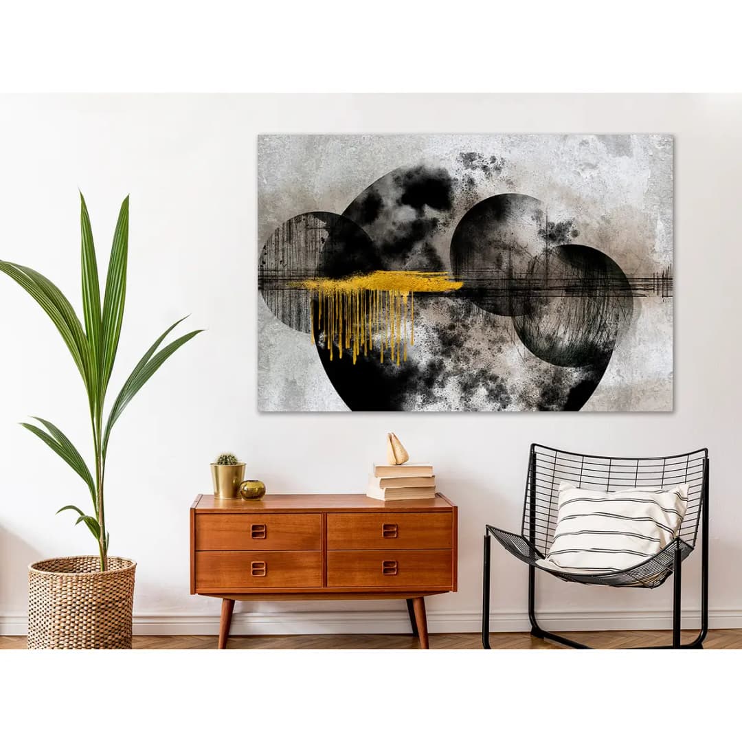 Wandbild Noble Moon Leinen Schwarz | Schwarz