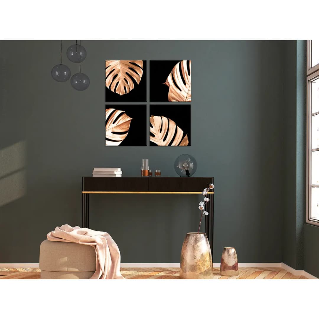 Wandbild Golden Monsters 4-teilig | Gold