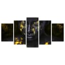 Wandbild Bathed in Gold 5-teilig Leinen Schwarz 100 x 50cm | Schwarz