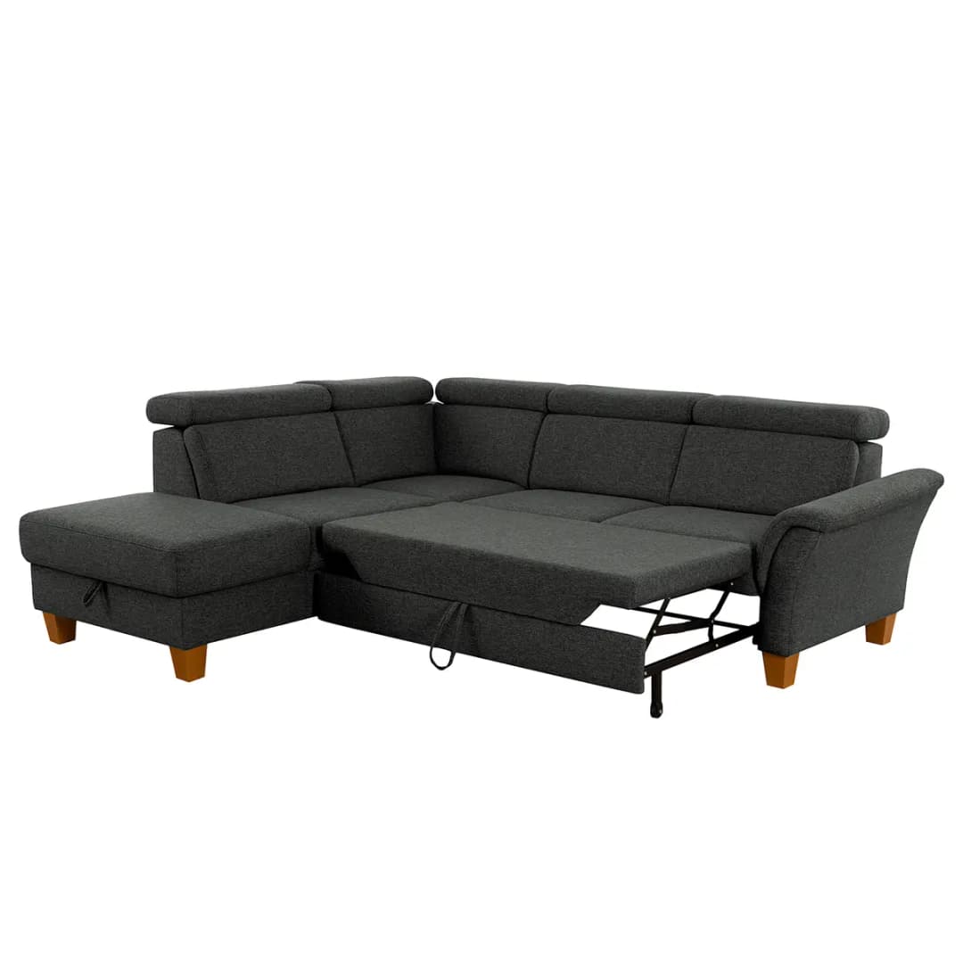 Ecksofa Eustis Grau Flachgewebe Amra | Grau