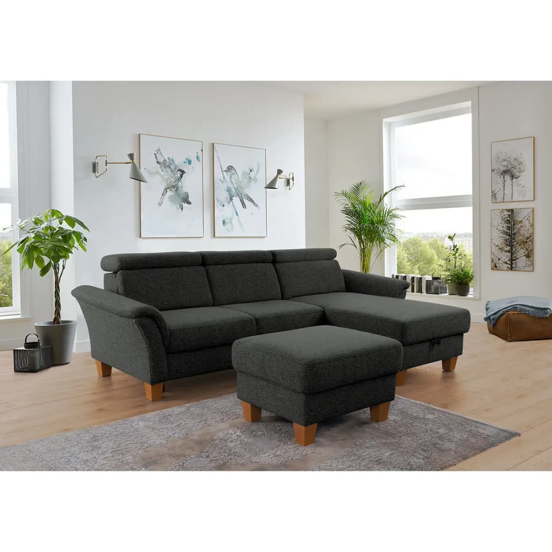 Ecksofa Estufa Grau Flachgewebe Amra | Grau
