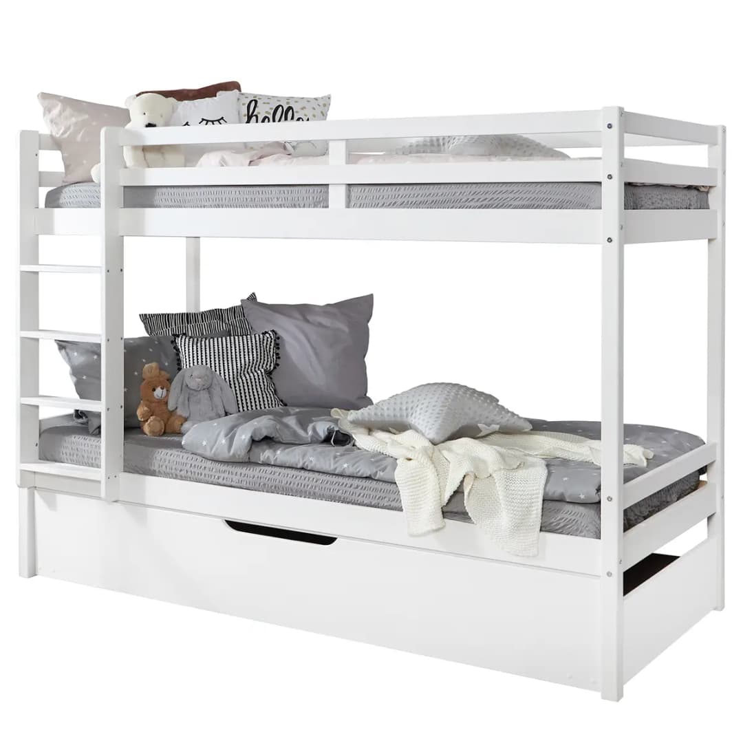 Etagenbett Finn inkl. Zusatzbett 90 x 200cm Weiß/Weiß | Weiß