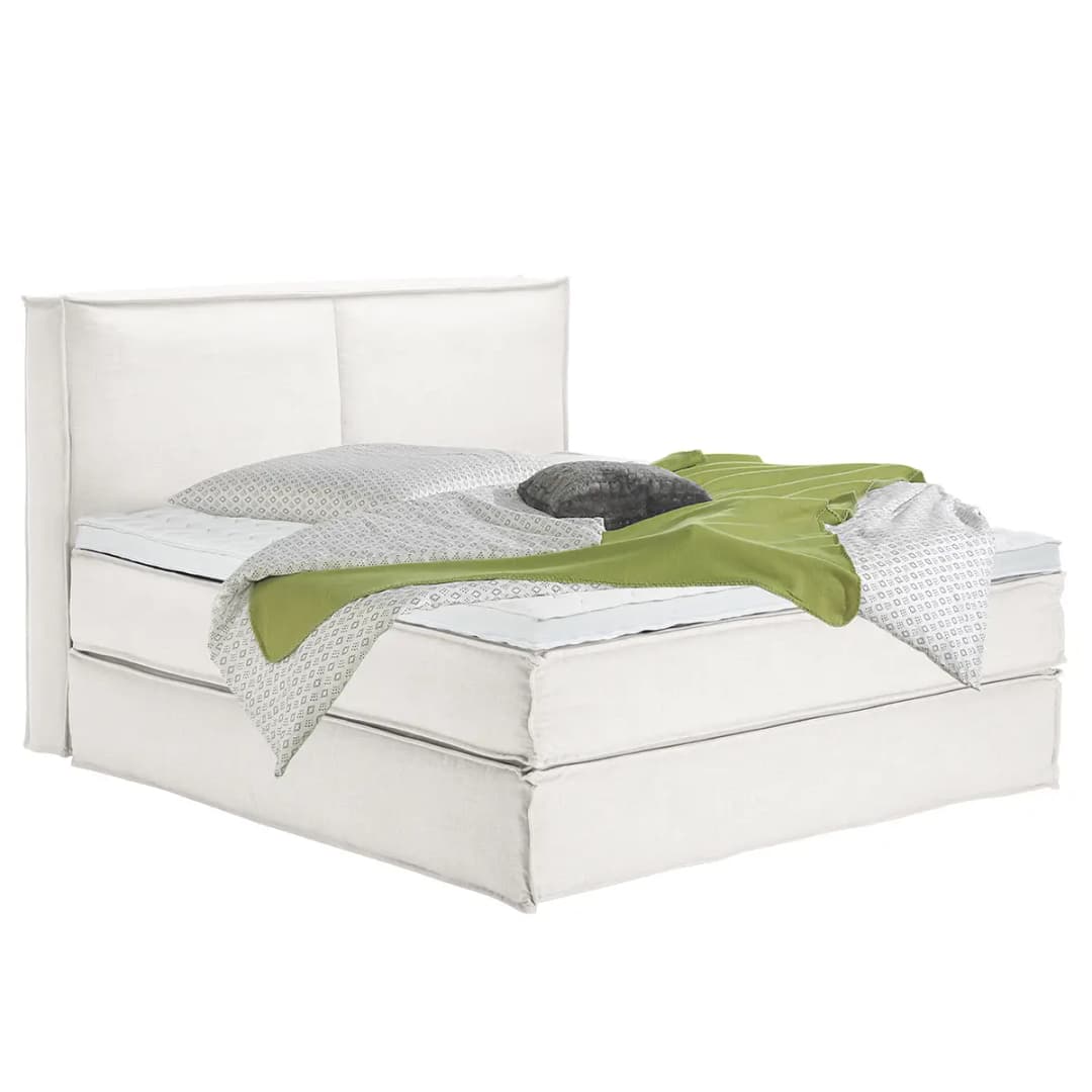 Premium Boxspringbett mit Kopfteil | Weiß