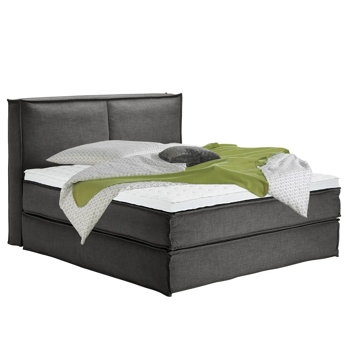 Premium Boxspringbett mit Kopfteil 180 x 200cm Flachgewebe
