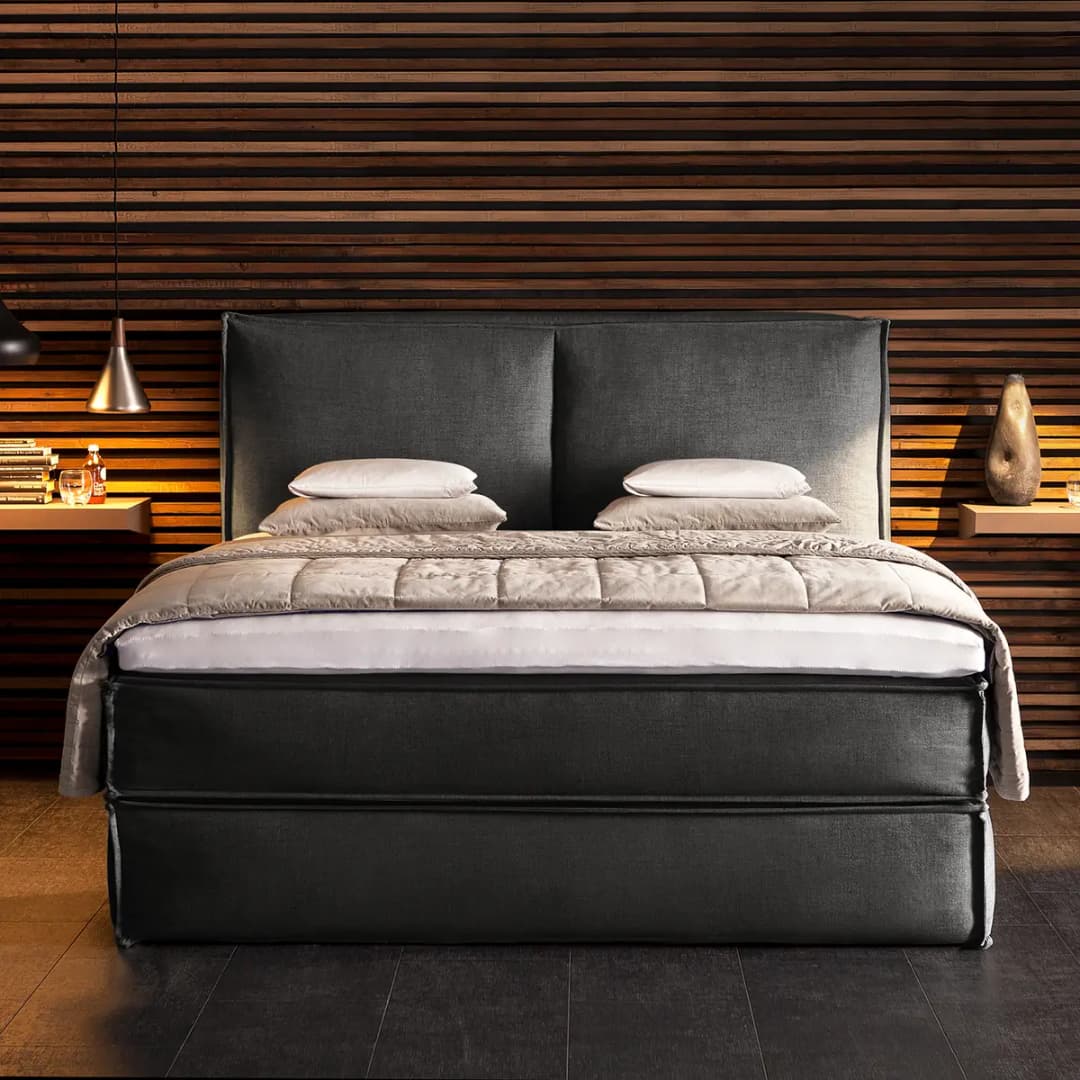 Premium Boxspringbett mit Kopfteil 180 x 200cm Flachgewebe