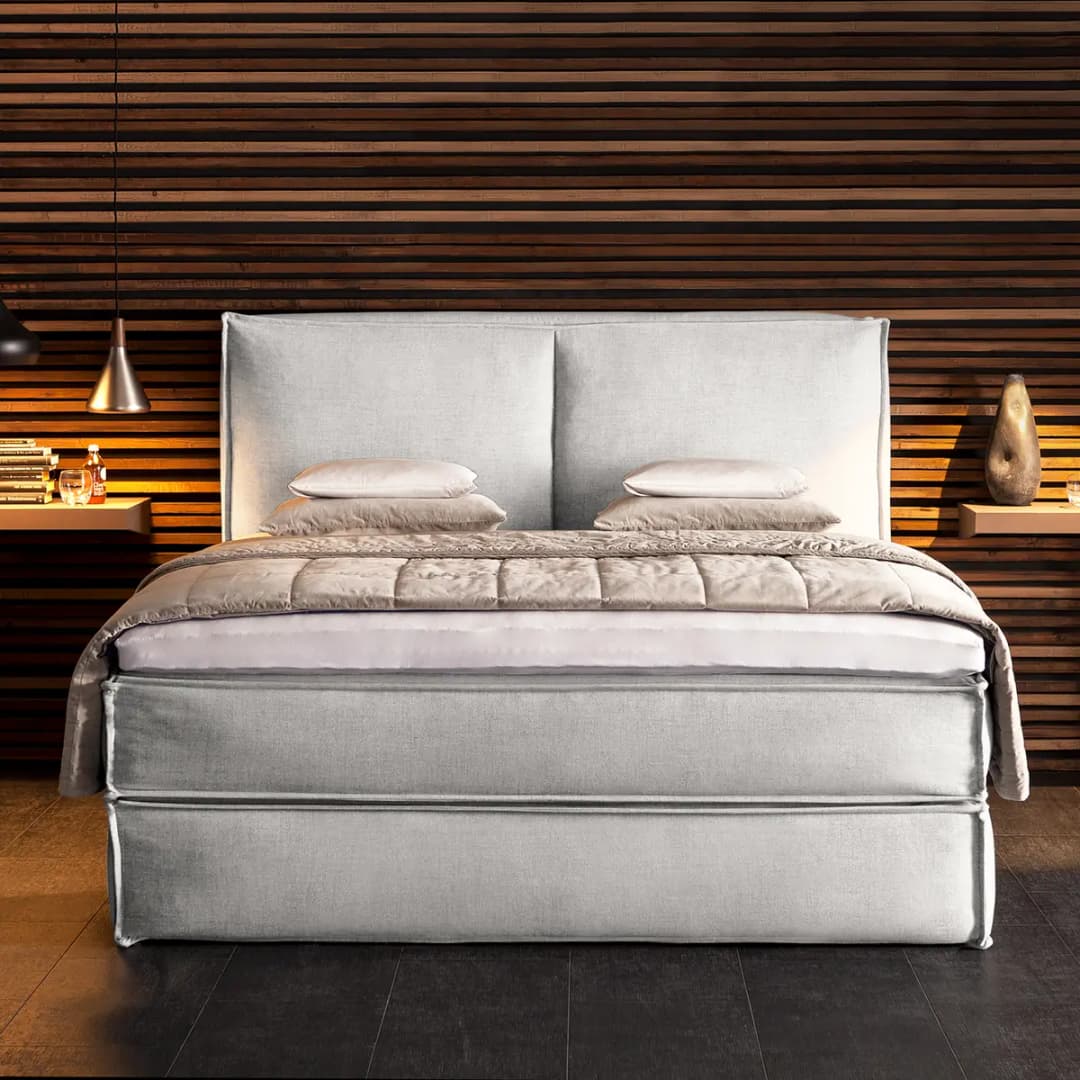 Premium Boxspringbett mit Kopfteil 160 x 200cm Flachgewebe