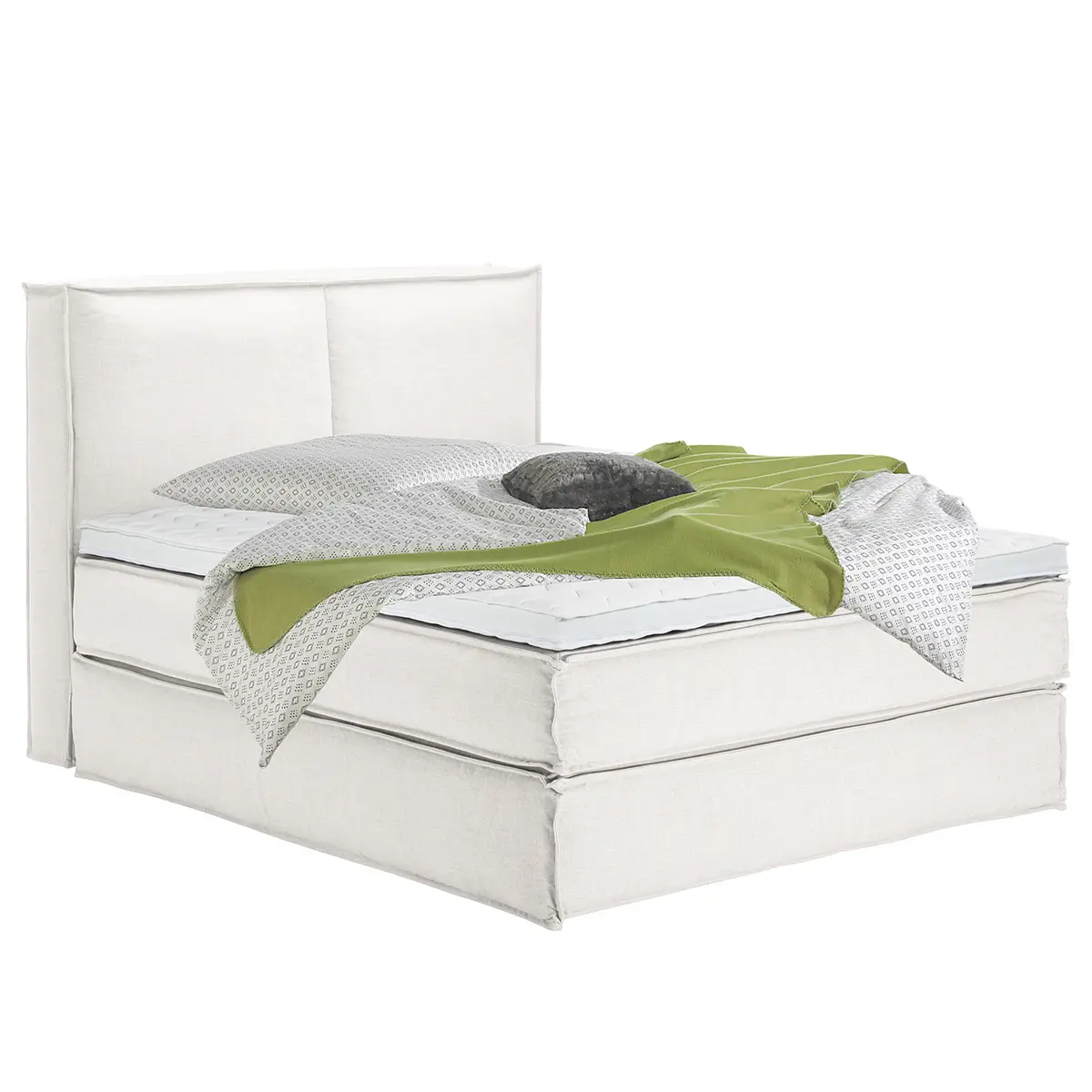 Premium Boxspringbett mit Kopfteil 160 x 200cm Flachgewebe