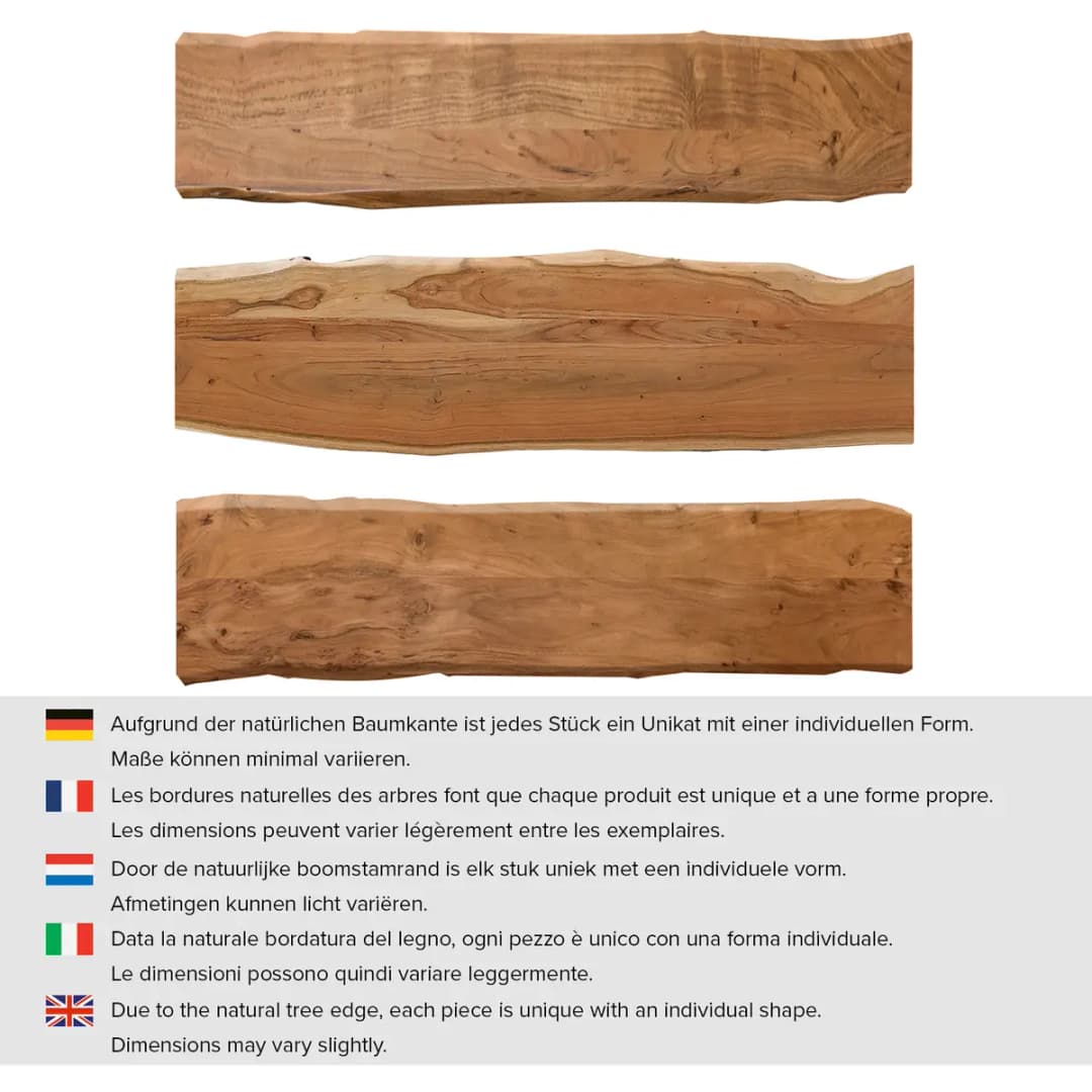 kollected Massive Baumkanten-Sitzbank 180cm Braun/Akazie Braun | Braun