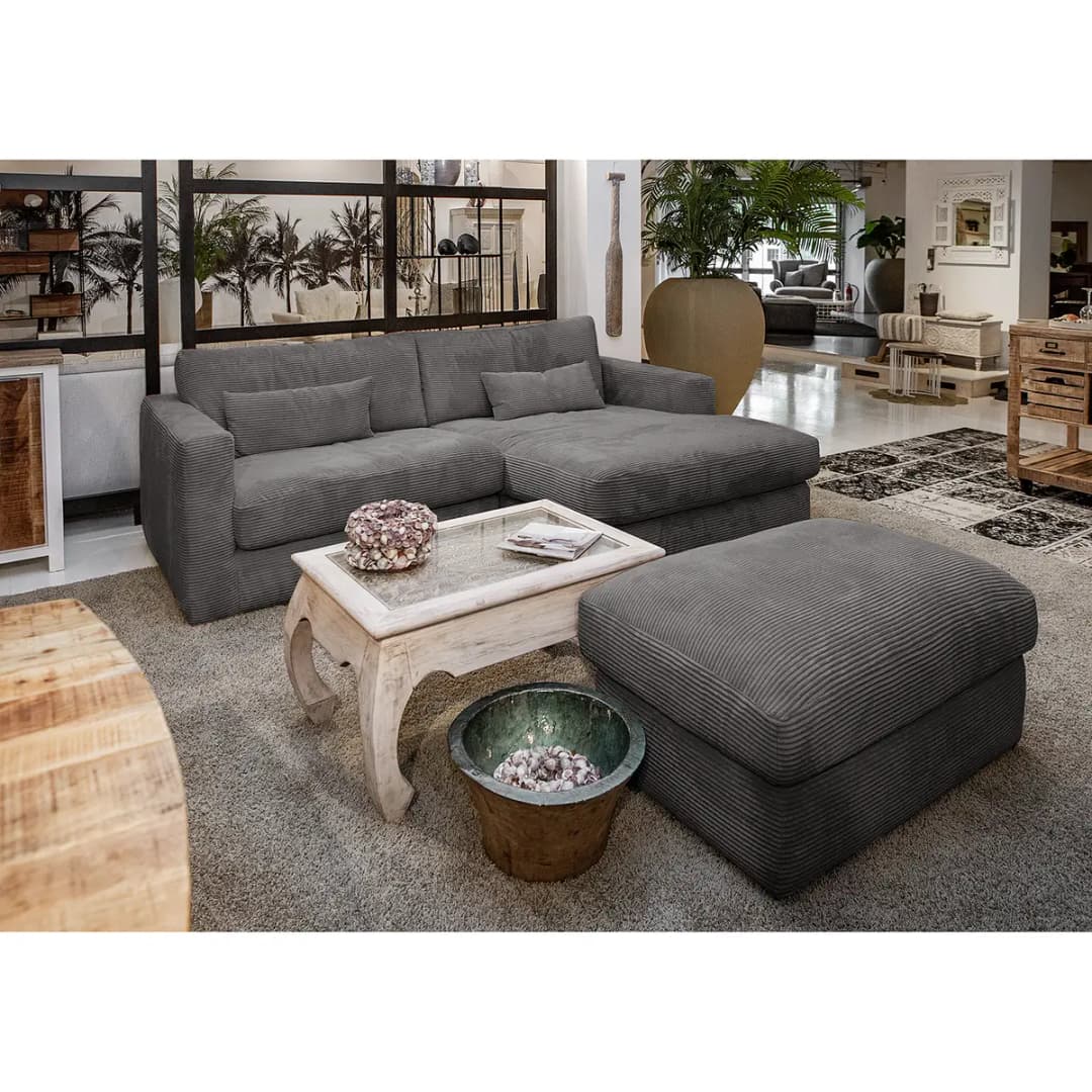 Ecksofa Izumo Grau Cordstoff Coco | Grau