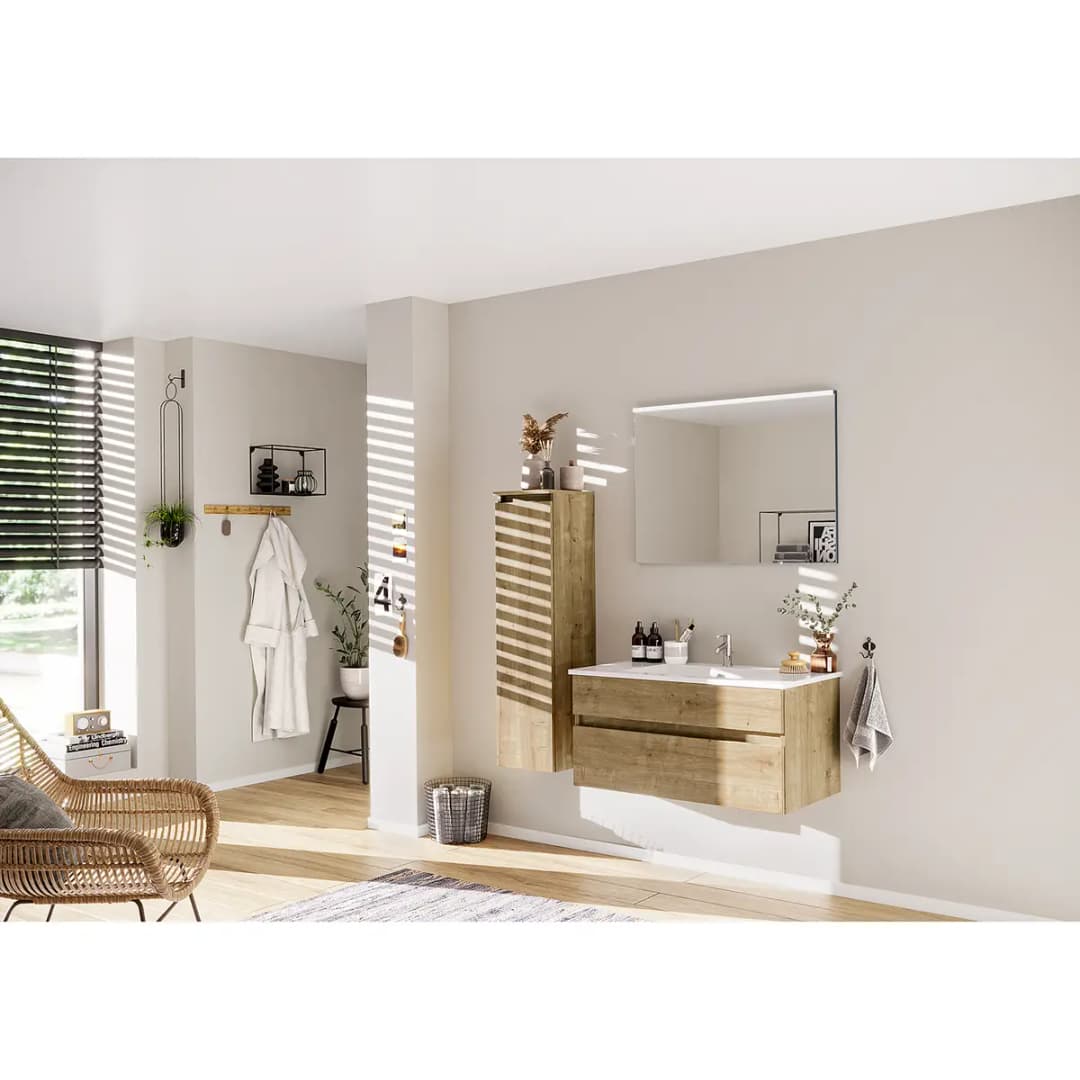 Badset Get2You 4-teilig Kombi A 150cm Braun/Eiche Dekor | Braun