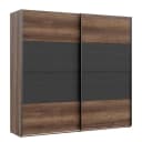 Schwebetürenschrank Gladstone 220cm Schwarz/Braun | Schwarz