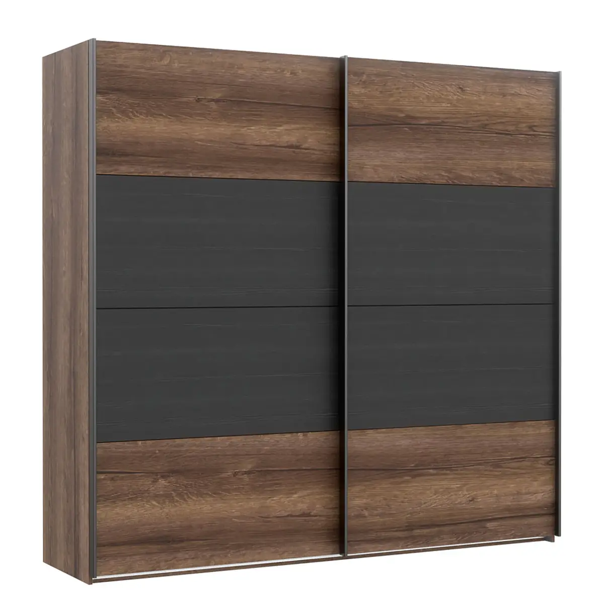 Schwebetürenschrank Gladstone 220cm Schwarz/Braun | Schwarz