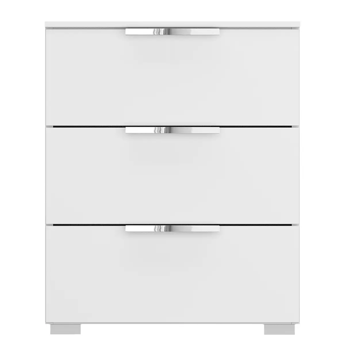 Nachtkommode x3 50cm Weiß/Alpinweiß Chrom | Weiß