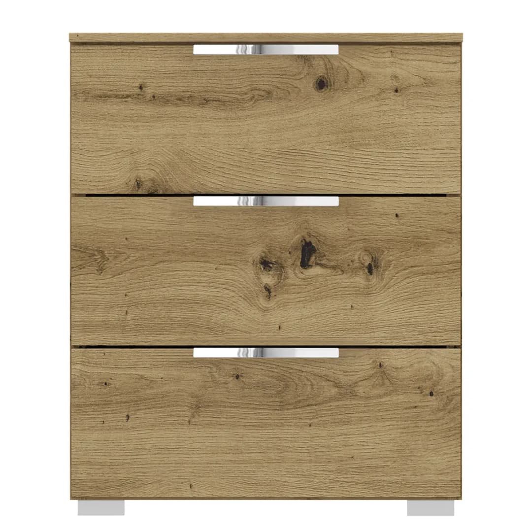 Nachtkommode x3 50cm Braun/Eiche Artisan Dekor Chrom | Braun