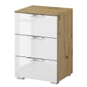 Nachtkommode x3 40cm Weiß/Hochglanz Weiß/Eiche Artisan Dekor